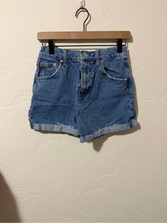 BDG Pants - BDG Medium Blue High-Rise Rolled Hem Denim Shorts